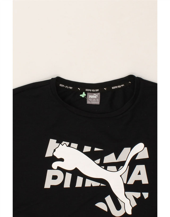 PUMA Girls Graphic Sweatshirt Jumper 15-16 Years Black Polyester Vintage Puma and Second-Hand Puma from Messina Hembry 