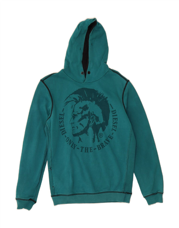 DIESEL Mens Graphic Hoodie Jumper Small Green Cotton Vintage Diesel and Second-Hand Diesel from Messina Hembry 