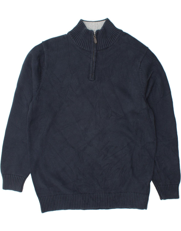 L.L.BEAN Mens Tall Zip Neck Jumper Sweater XL Navy Blue Cotton