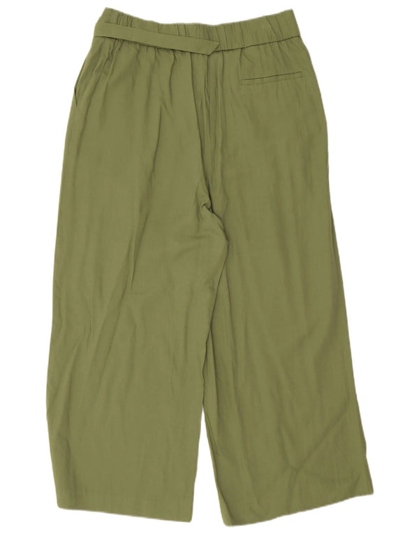 Oasis Womens High Waist Wide Leg Capri Trousers UK 12 Medium W28 L22 Green