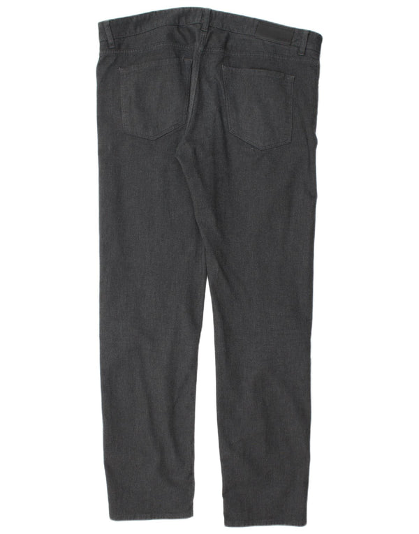 Hugo Boss Mens Straight Casual Trousers W38 L34 Grey Cotton