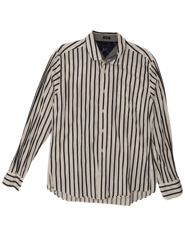 Tommy Hilfiger Chemise Slim Fit pour hommes en coton à fines rayures blanches