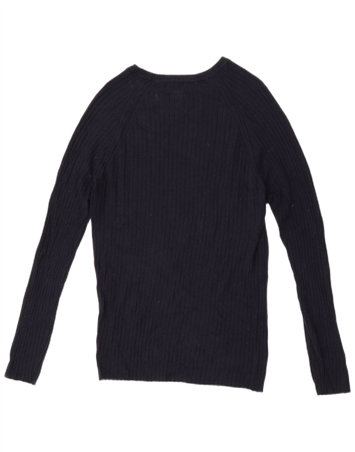 Zara Mens Boat Neck Jumper Sweater Small Navy Blue