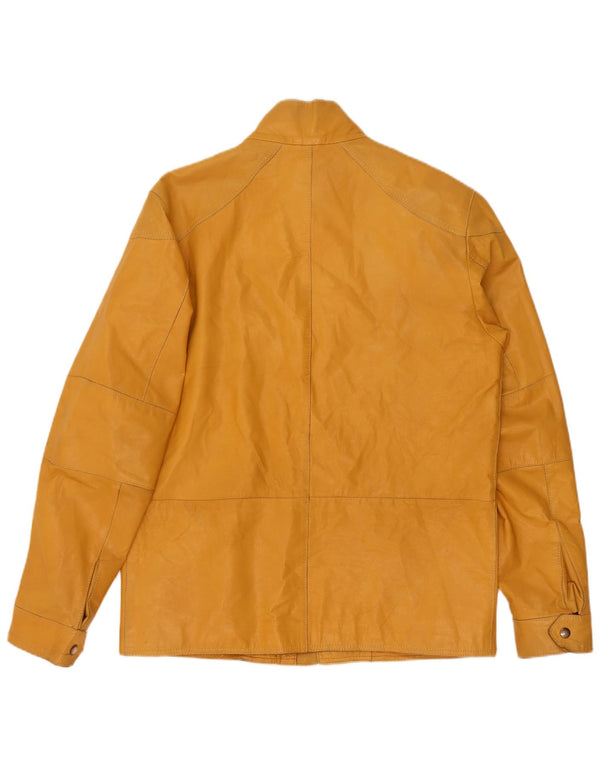 Conbipel Mens Leather Utility Jacket IT 48 Medium Yellow