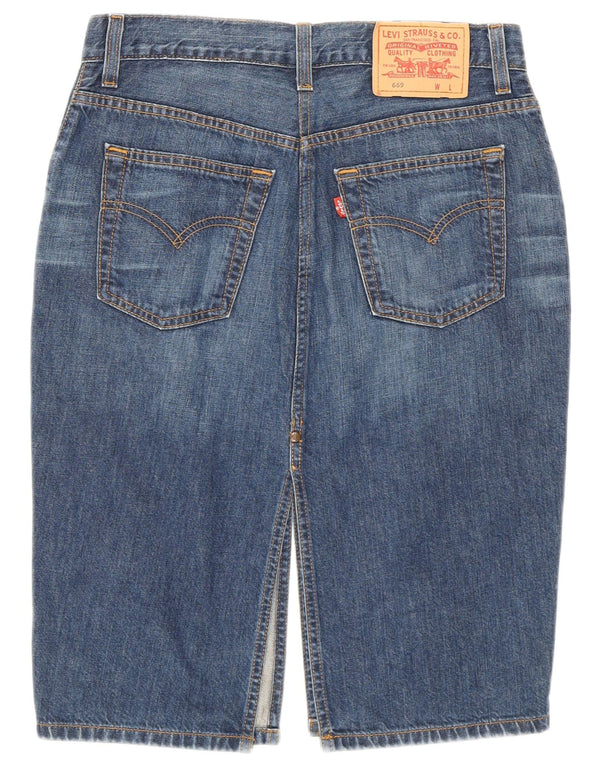 Levi's Damen 669 Jeansrock W28 Mittelmarineblaue Baumwolle