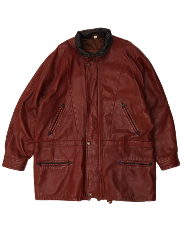 Cappotto in pelle da uomo Kartel vestibilità ampia UK 40 Large Brown Colourblock
