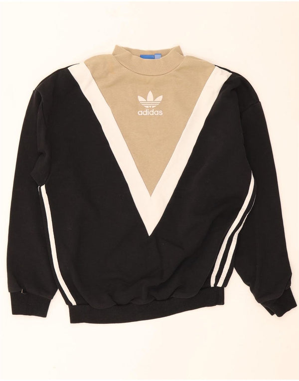 Felpa grafica da donna Adidas Jumper UK 8 Small Black Colourblock