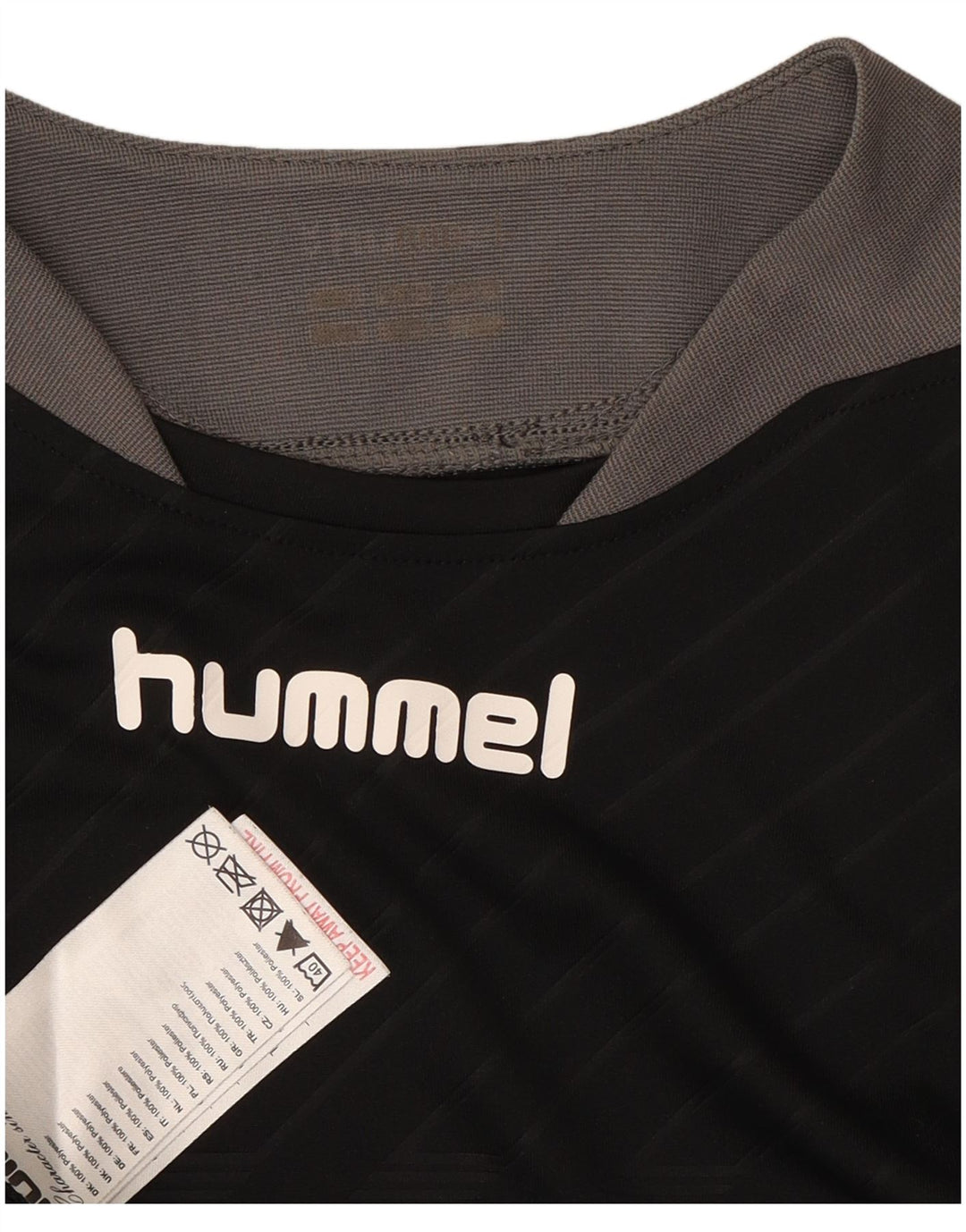 HUMMEL Mens Graphic T-Shirt Top Medium Black Colourblock Polyester
