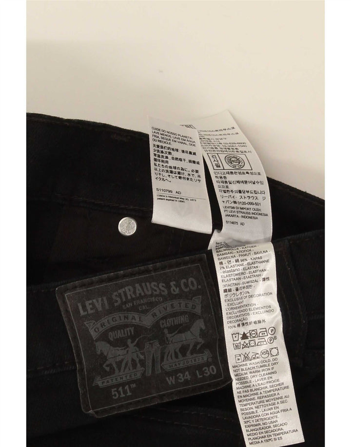Levi's Mens 511 Slim Jeans W34 L30 Black Cotton