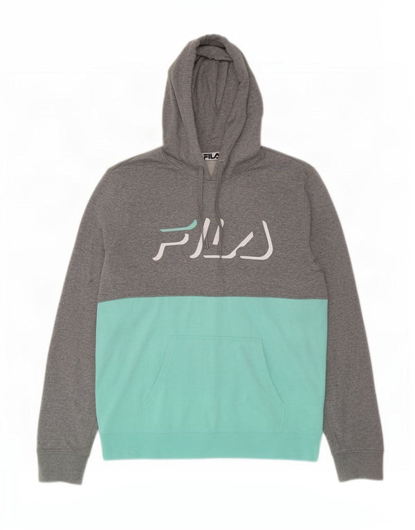 Pulover Fila pentru bărbați cu capota, 2XL, gri, bumbac color bloc