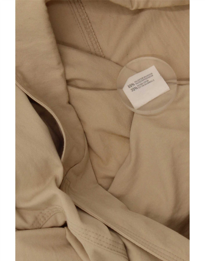 Jaqueta blazer feminina Stefanel Crop 2 botões Reino Unido 16 grande poliéster bege