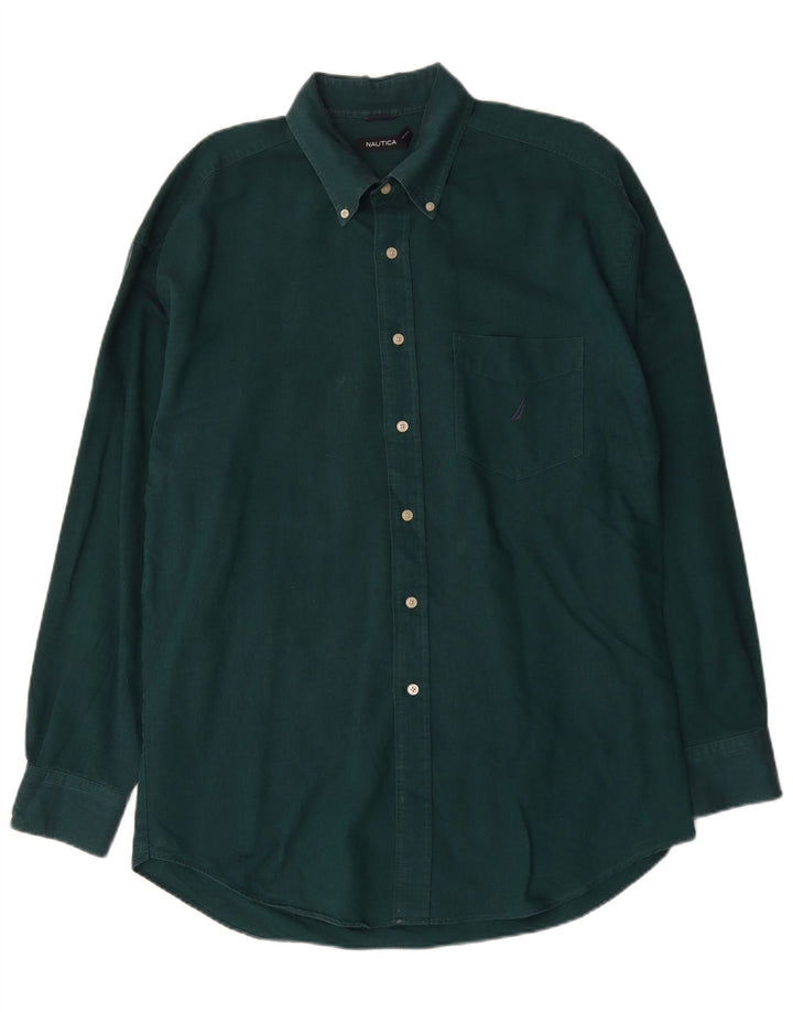 Nautica Mens Shirt XL Green Cotton