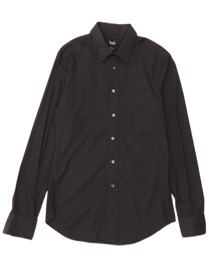 Dolce & Gabbana Mens Slim Shirt IT 48 Medium Black Cotton