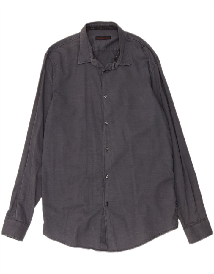 TRUSSARDI JEANS Mens Shirt Size 42 Large Grey Cotton Vintage Trussardi Jeans and Second-Hand Trussardi Jeans from Messina Hembry 