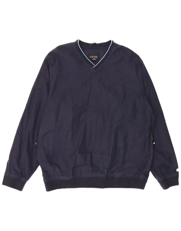 Izod Mens Pullover Tracksuit Top XL Navy Blue Polyester