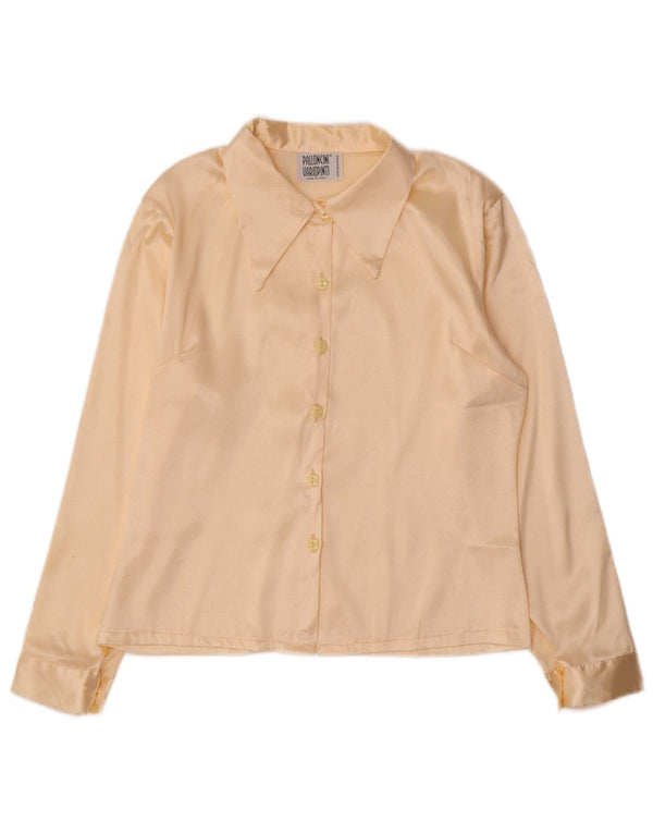 Vintage Womens Shirt Blouse UK 14 Medium Beige