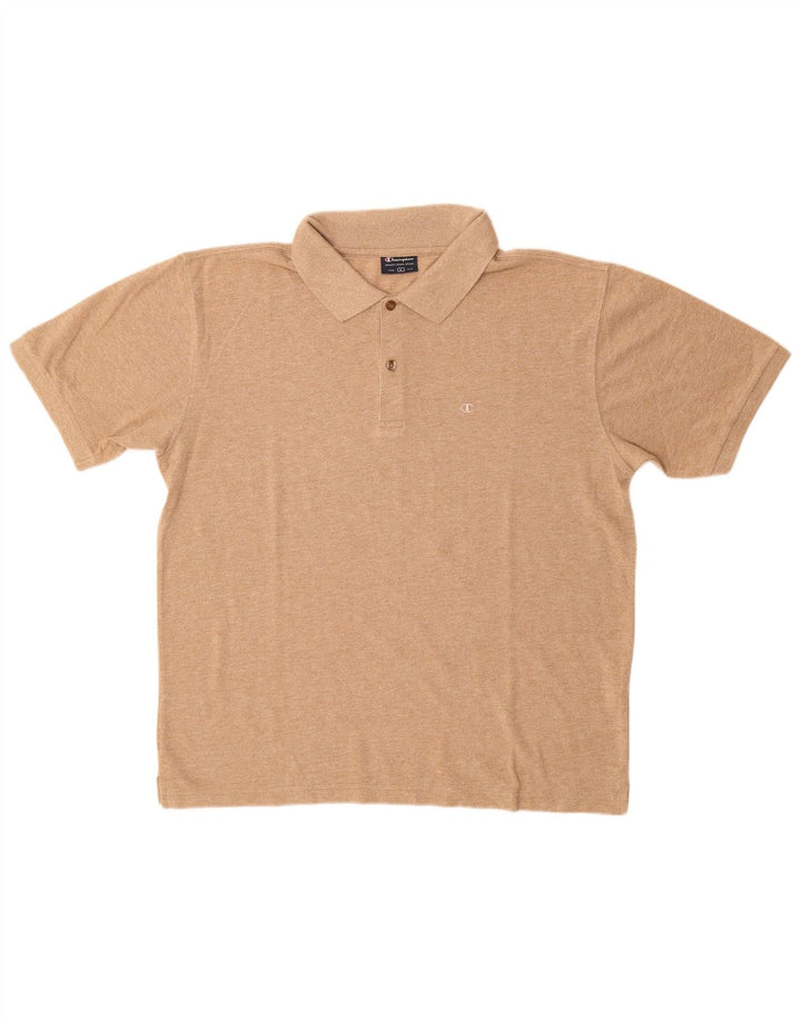 Champion Mens Polo Shirt Large Beige Cotton