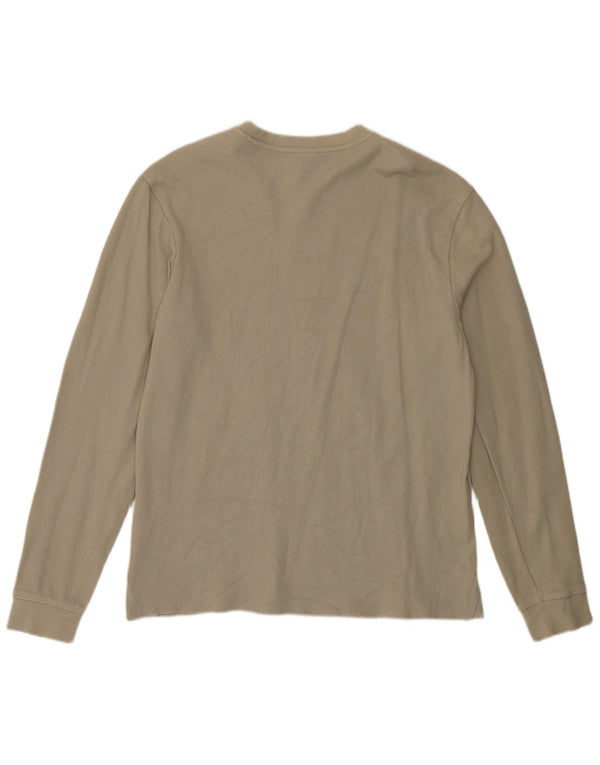 Zara Mens Top Long Sleeve Medium Beige Cotton