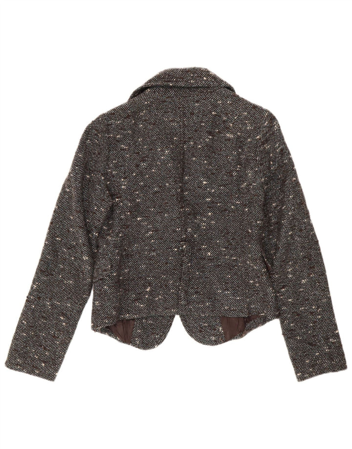 Patrizia Pepe Womens Crop 2 Button Blazer Jacket IT 44 Medium Grey Flecked