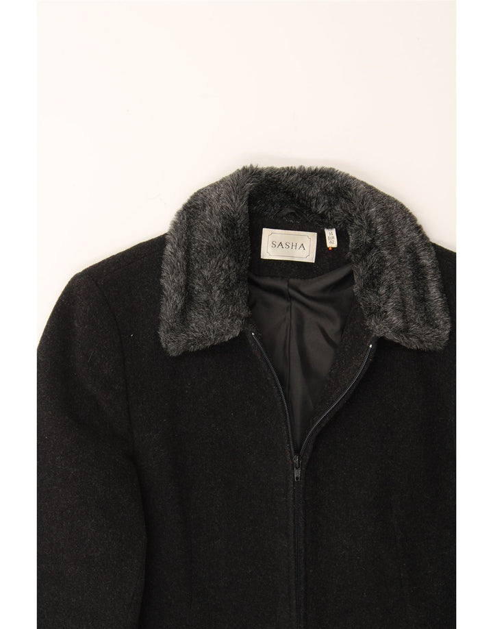 SASHA Womens Overcoat UK 14 Large Black Wool Vintage Sasha and Second-Hand Sasha from Messina Hembry 