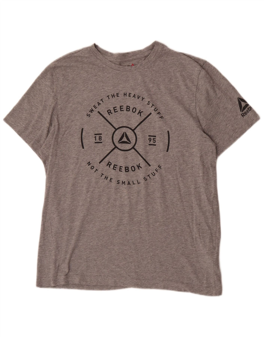 Reebok Mens Graphic T-Shirt Top Large Grey Cotton