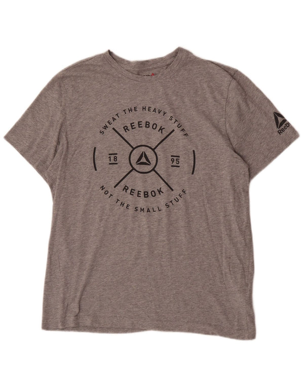 Reebok Herren Graphic T-Shirt Top Large Grau Baumwolle