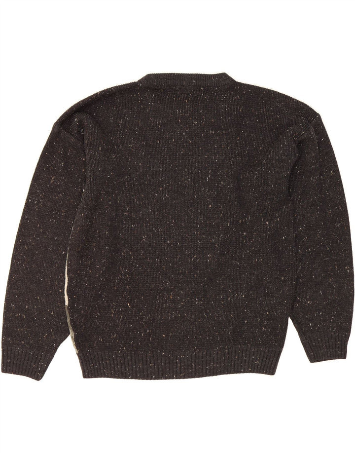 C&A Mens Crew Neck Jumper Sweater Medium Black Fair Isle Acrylic Vintage C&A and Second-Hand C&A from Messina Hembry 