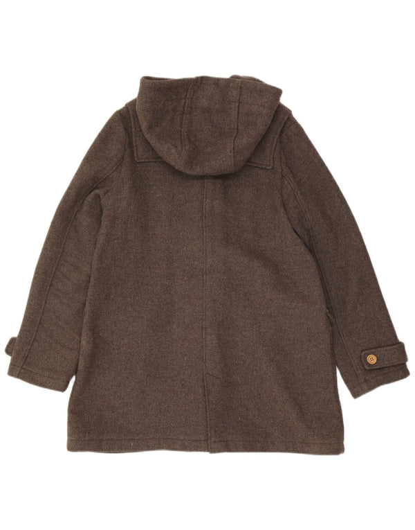 Louche Damen-Dufflecoat mit Kapuze, UK 16, XL, graue Wolle