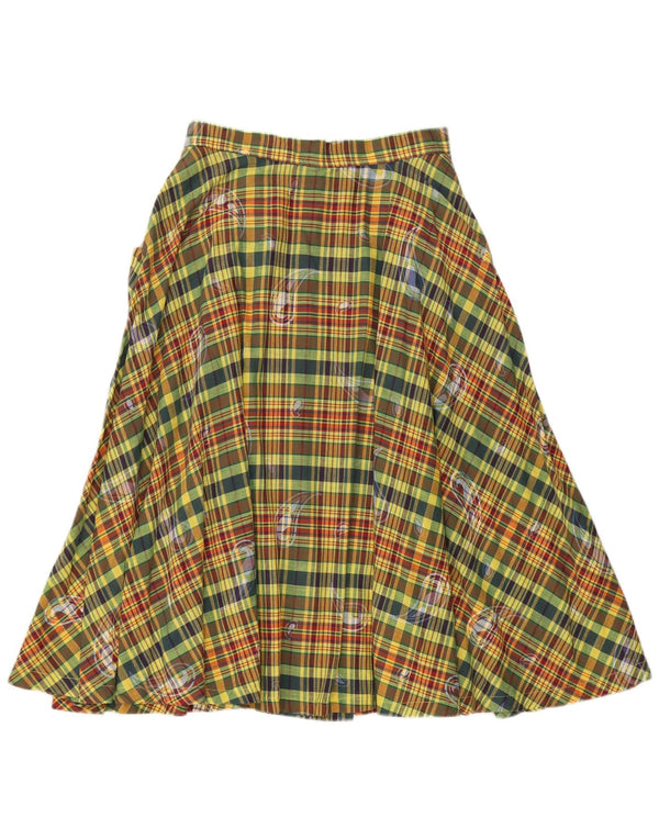 Vintage Womens High Waist Flared Skirt IT 42 Medium W26 Green Check