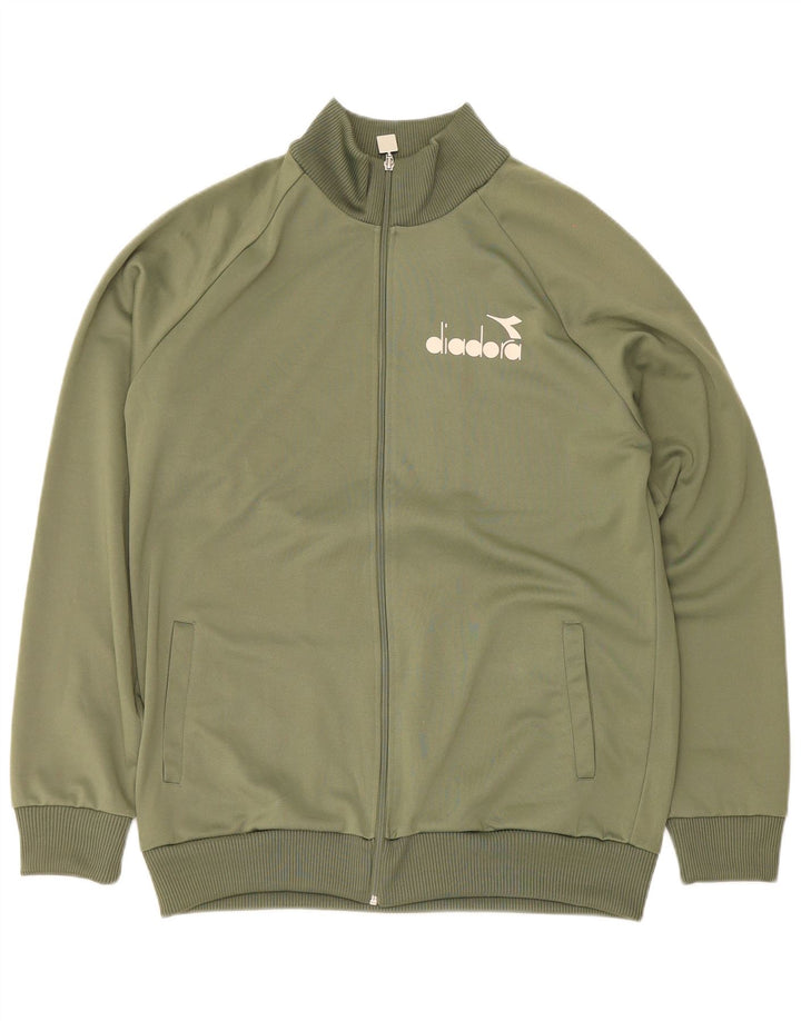 Diadora Mens Graphic Tracksuit Top Jacket XL Green