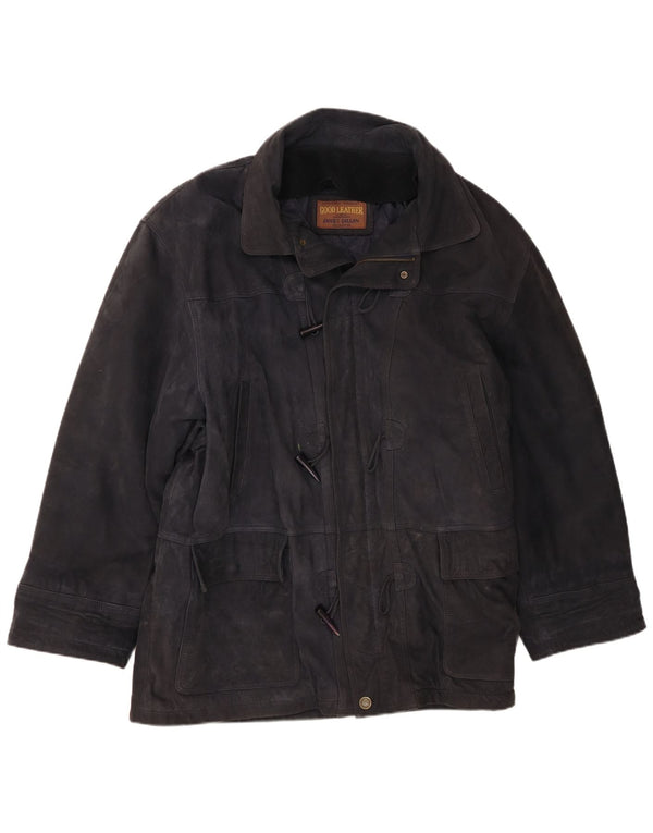James Dillon Chaqueta de ante para hombre UK 42 XL Cuero azul marino