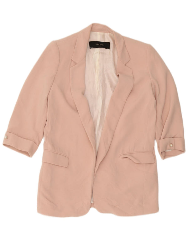 Giacca blazer aperta da donna con maniche a 3/4 Zara UK 6 XS poliestere rosa
