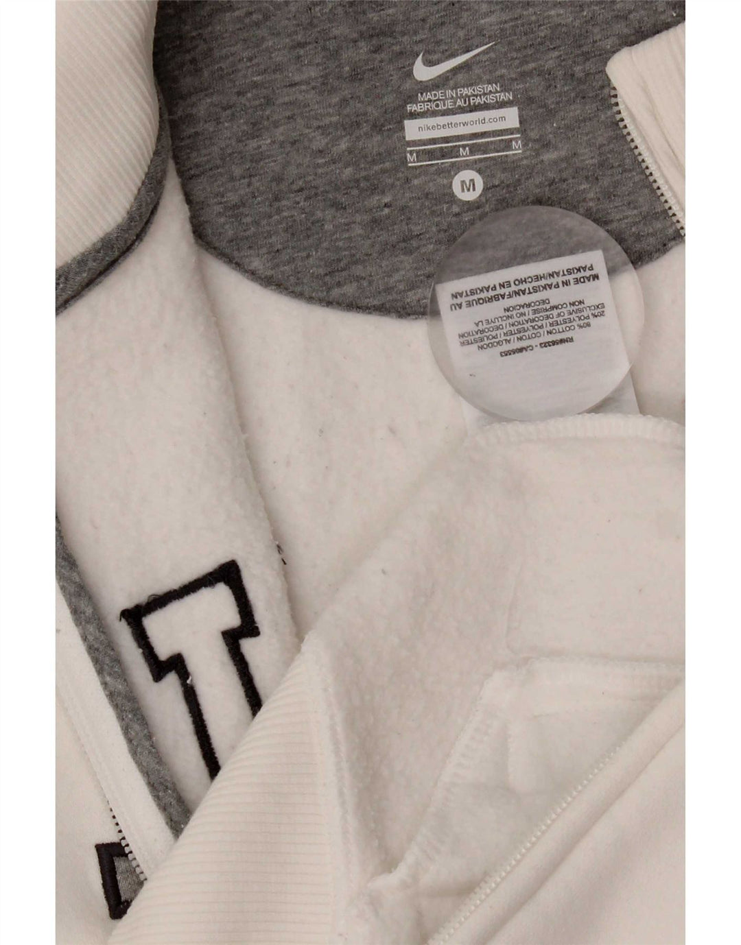 Nike Veste de survêtement graphique pour femme UK 14 en coton blanc moyen