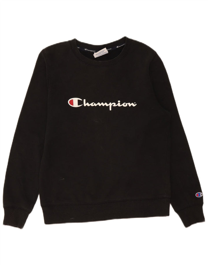 Champion Mens Graphic Sweatshirt Jumper Small Black Cotton