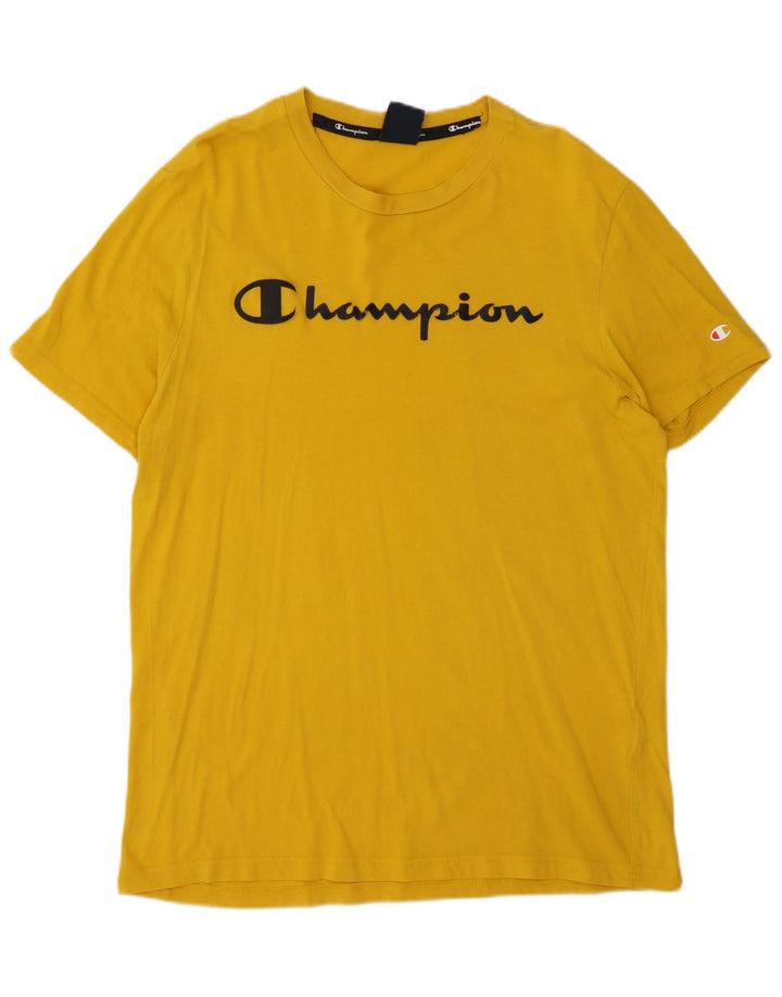 Champion Herre Grafisk T-Shirt Top Medium Gul
