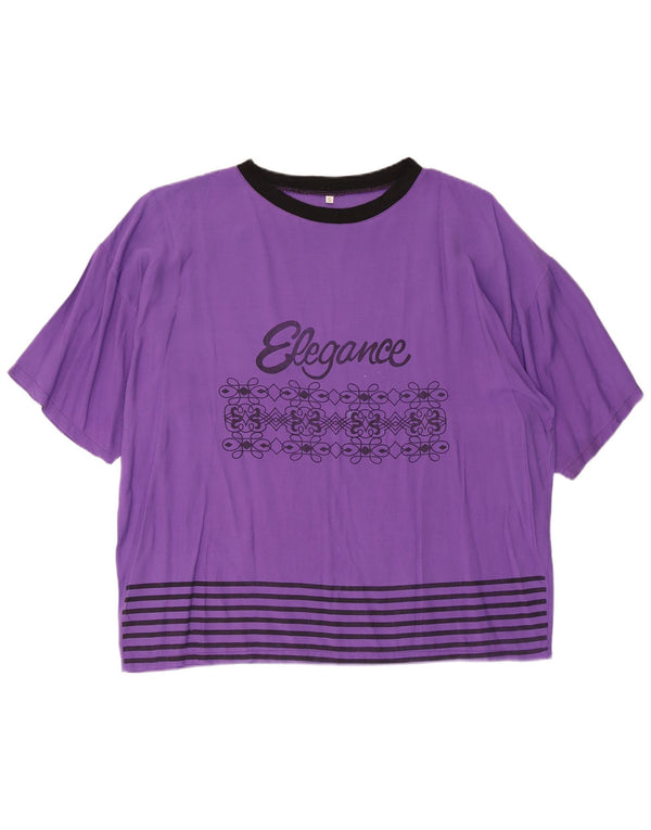 Damska koszulka oversize w stylu vintage z grafiką Top UK 10 Small Purple Wiskoza