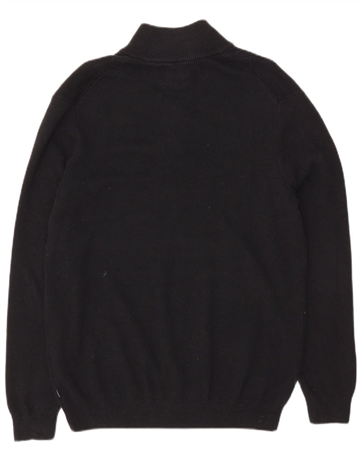 Superdry Mens Zip Neck Jumper Sweater Large Black Cotton