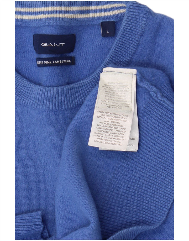 GANT Mens Crew Neck Jumper Sweater Large Blue Wool