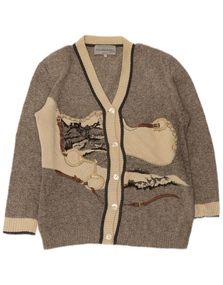 St. Germain Womens Graphic Cardigan Sweater IT 44 Medium Grey Colourblock