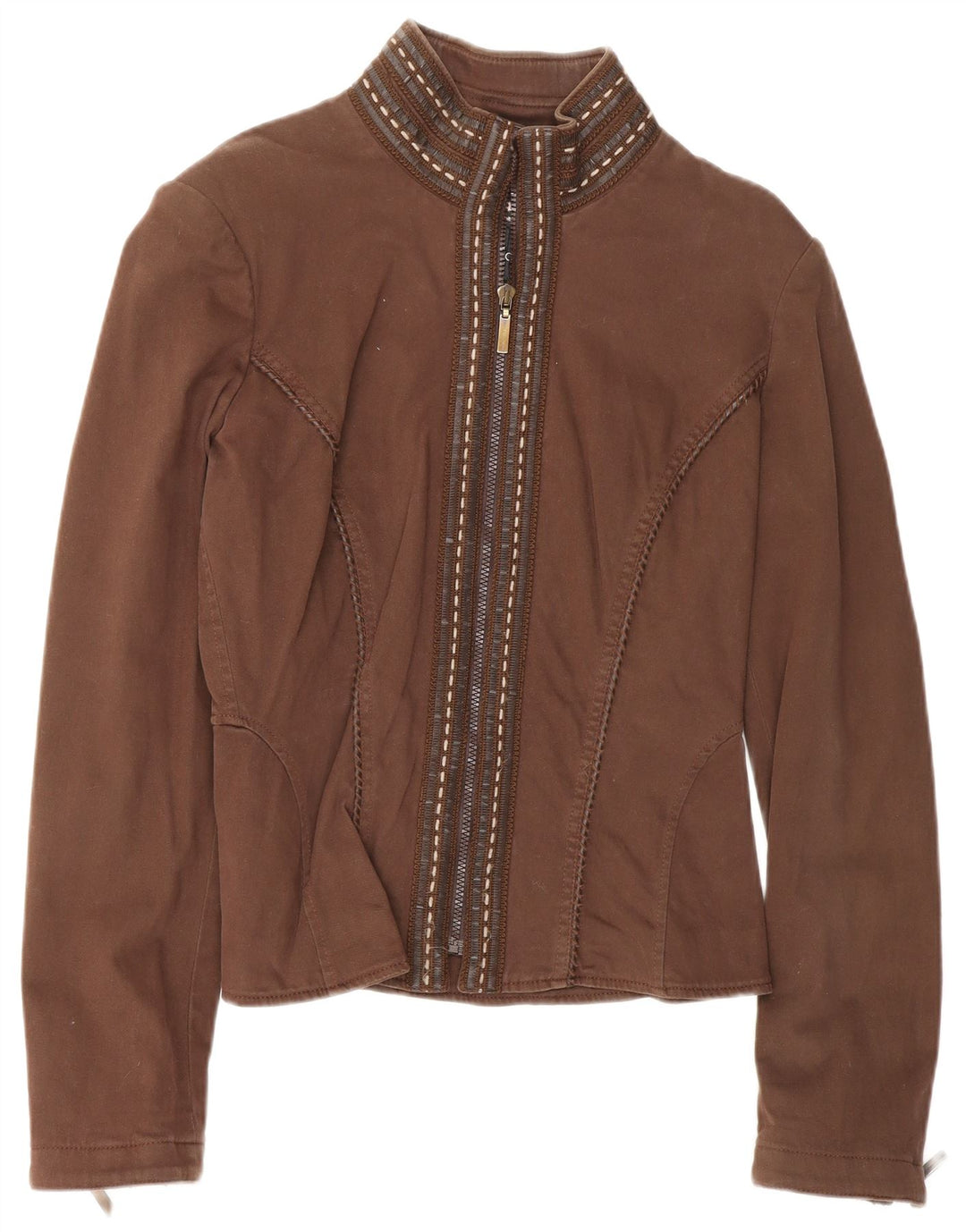 ROCCOBAROCCO Womens Bomber Jacket IT 46 Large Brown Cotton