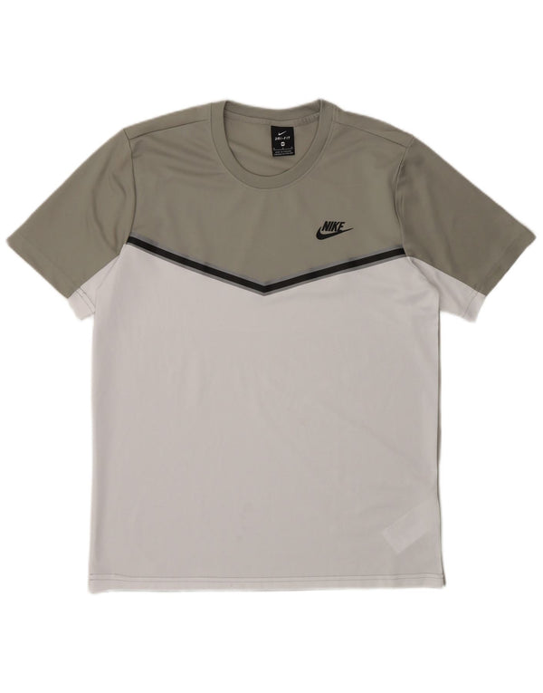 Мужская футболка Nike Dri Fit, средний серый цвет, полиэстер с цветными блоками