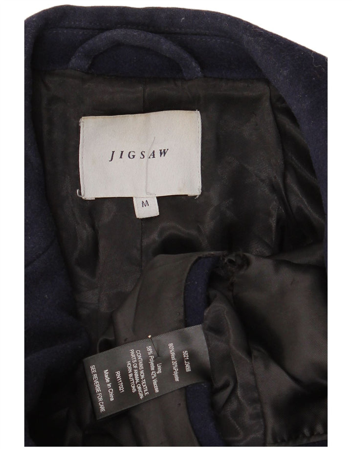 Jigsaw Mens Overcoat UK 38 Medium Navy Blue Wool