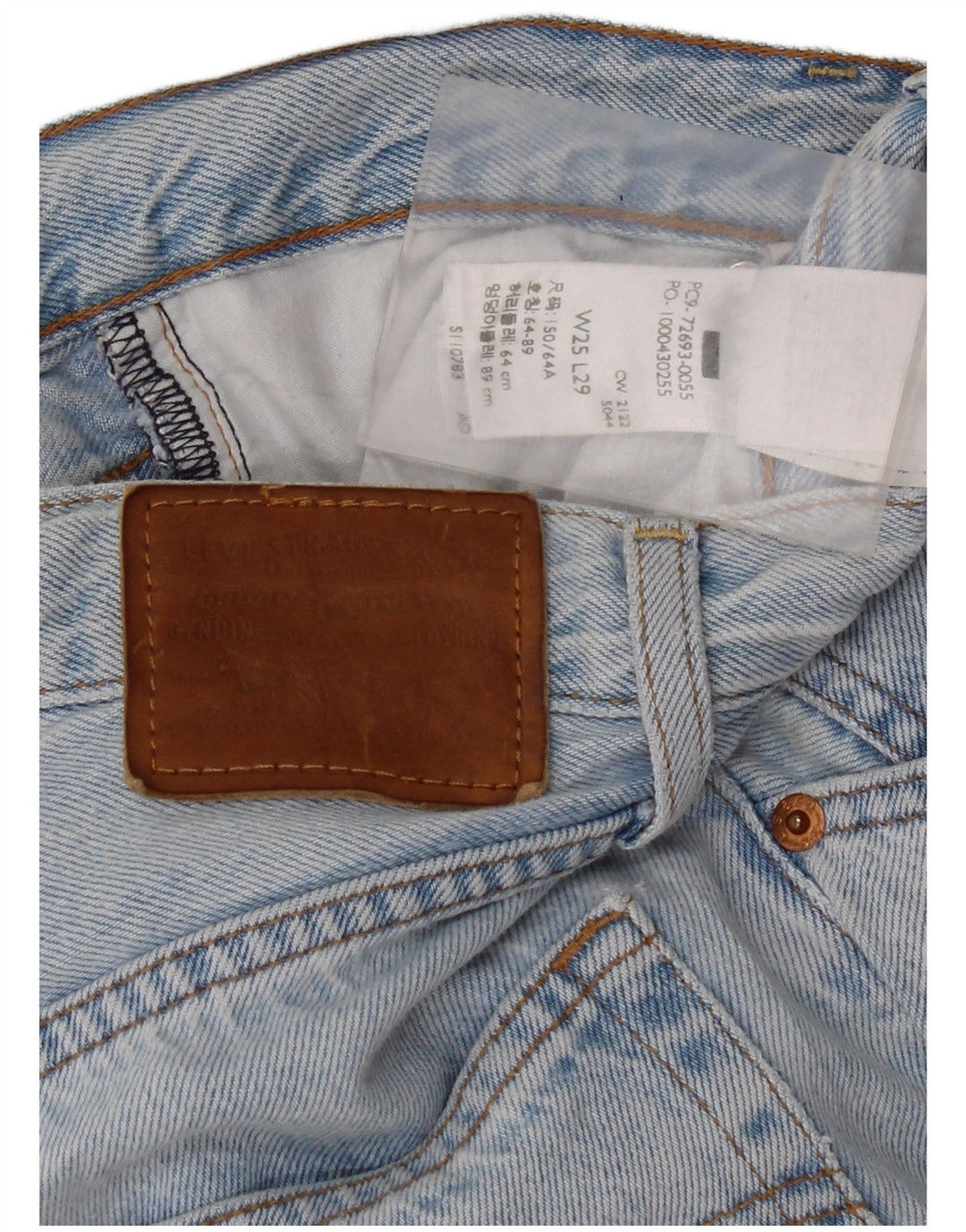 Levi's Womens Ribcage Straight Jeans W25 L29 Blue Cotton