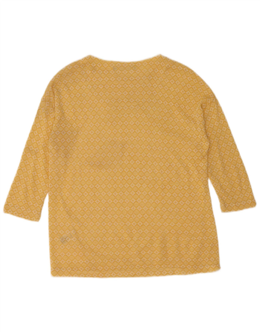 Marks & Spencer Womens Top 3/4 Sleeve UK 12 Medium Yellow Geometric