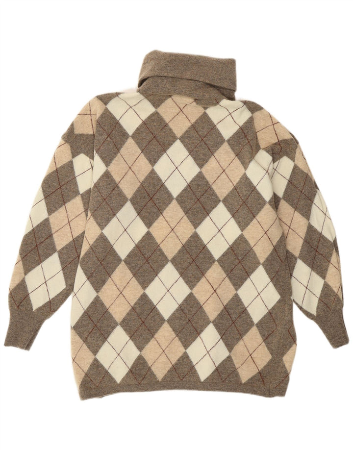 Gispa Womens Roll Neck Jumper Sweater UK 18 XL Grey Argyle/Diamond