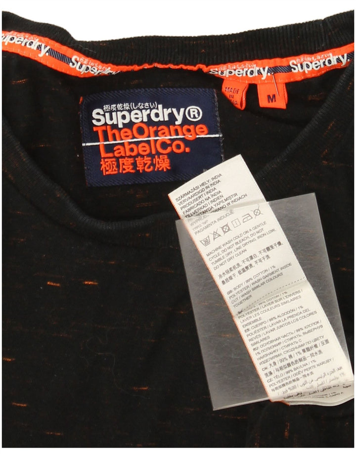 Superdry Herren-T-Shirt-Oberteil aus mittelschwarz gefleckter Baumwolle