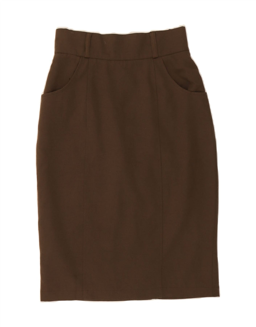 VINTAGE Womens Pencil Skirt UK 12 Medium W28  Brown Polyester Vintage Vintage and Second-Hand Vintage from Messina Hembry 