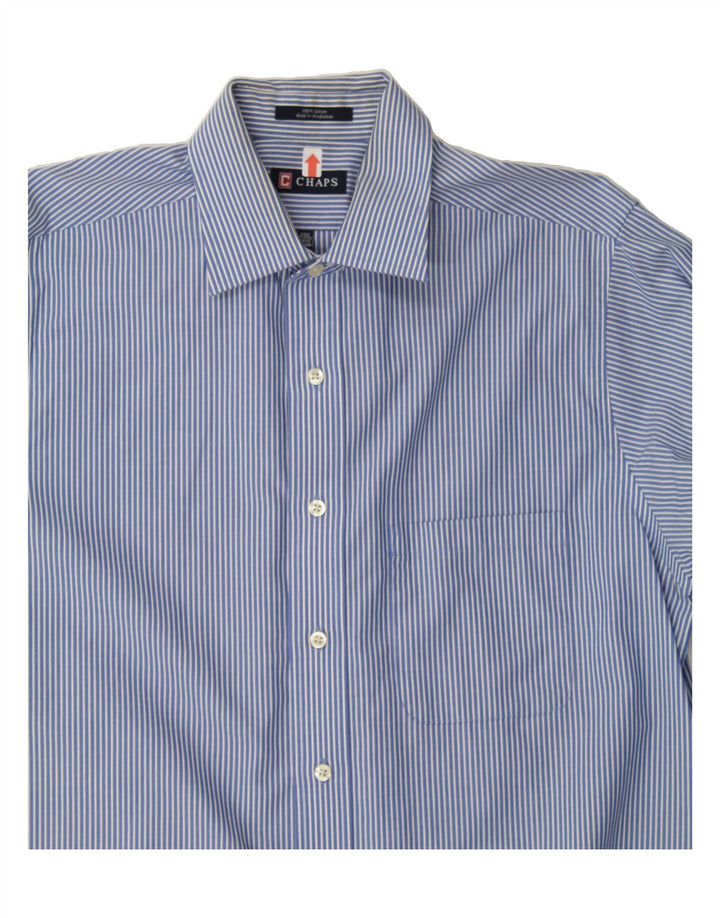 CHAPS Mens Shirt Size 15 15 1/2 Medium Blue Pinstripe Cotton Vintage Chaps and Second-Hand Chaps from Messina Hembry 