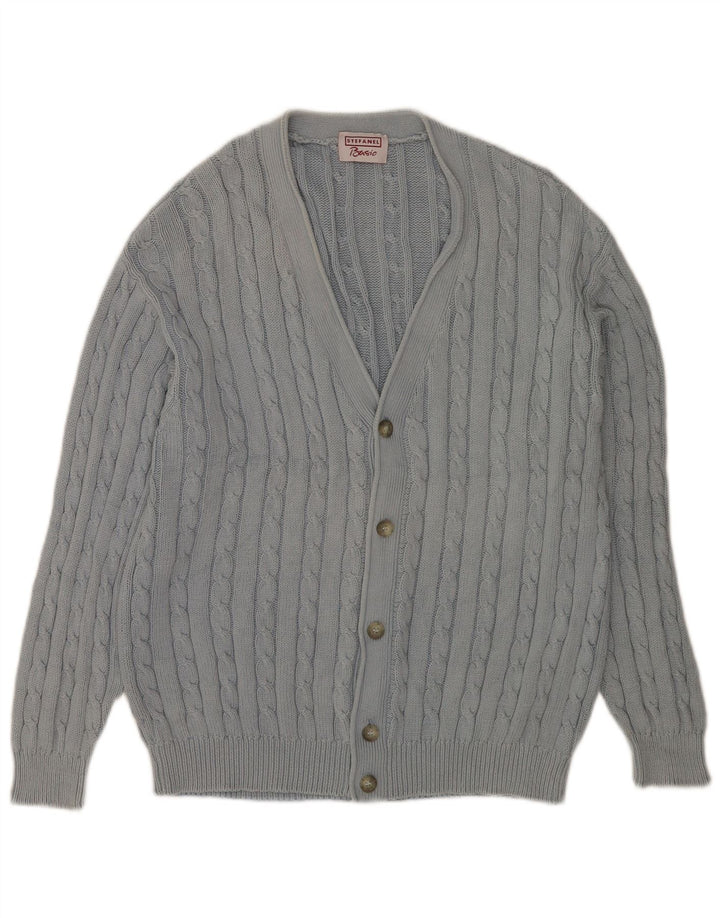 Stefanel Herren-Strickjacke, groß, aus blauer Baumwolle
