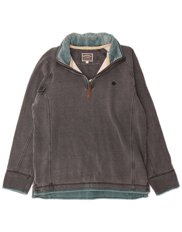 Fat Face Mens Zip Neck Sweatshirt Jumper Medium Grey Cotton